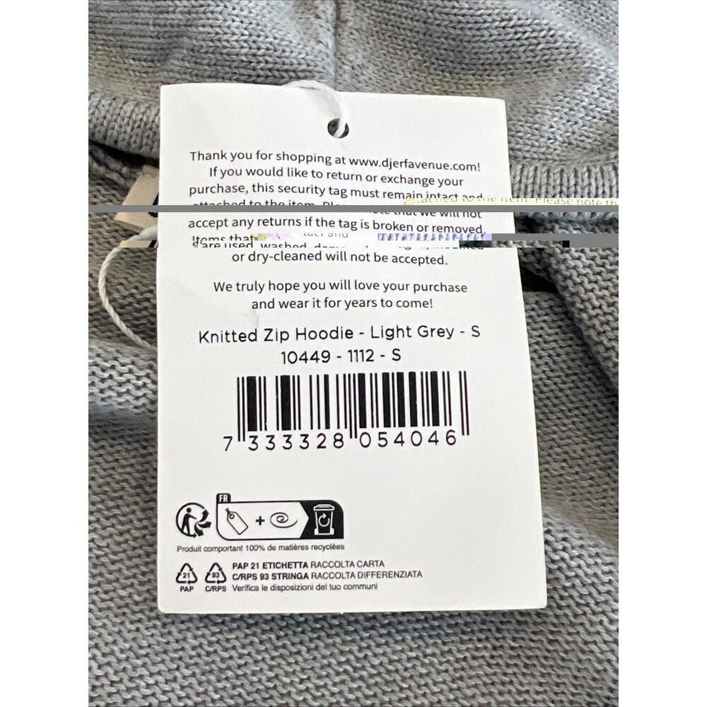 DJERF Avenue Knitted Zip Hoodie Light Grey Size M - Picture 7 of 8